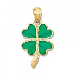 Four Leaf Clover Charm 14K Yellow Gold/Enamel