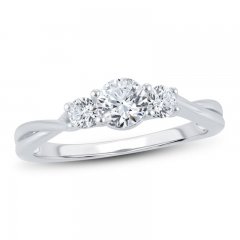 3-Stone Diamond Engagement Ring 3/4 ct tw Round-cut 14K White Gold