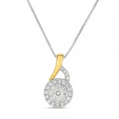 Diamond Necklace 1/4 ct tw Round-cut 10K Two-Tone Gold