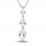 White Lab-Created Sapphire Three-Stone Necklace Sterling Silver 18"