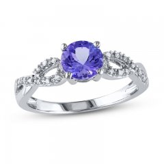 Tanzanite Ring 1/15 ct tw Diamonds 10K White Gold