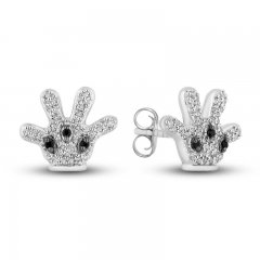 Disney Treasures Diamond Mickey Glove Earrings 1/5 ct tw Sterling Silver