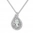 Aquamarine Teardrop Necklace White Topaz Sterling Silver