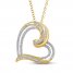 Diamond Heart Necklace 1/4 ct tw Baguette/Round 10K Yellow Gold