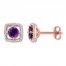 Amethyst Earrings 1/15 ct tw Diamonds 10K Rose Gold