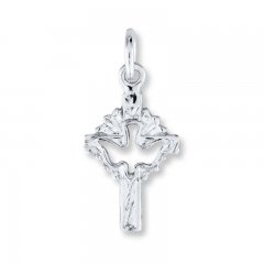 Cross and Dove Charm Sterling Silver