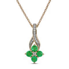 Emerald Necklace 1/20 ct tw Diamonds 10K Yellow Gold 18"