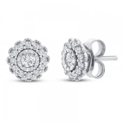 Diamond Earrings 1/4 ct tw Round-cut Sterling Silver