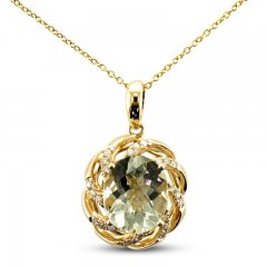 Le Vian Creme Brulee Quartz Necklace 1/5 ct tw Diamonds 14K Honey Gold 20"