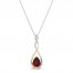 Garnet Necklace 1/20 ct tw Diamonds Sterling Silver/10K Gold