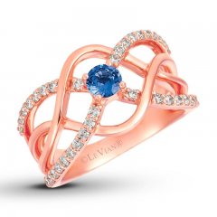 Le Vian Sapphire Ring 3/8 ct tw Diamonds 14K Strawberry Gold