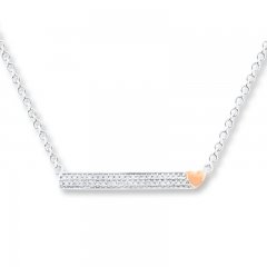 Bar Necklace 1/8 ct tw Diamonds Sterling Silver/10K Gold