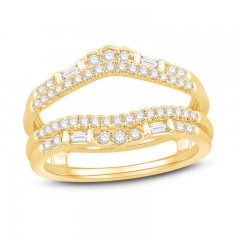 Diamond Enhancer Ring 1/2 ct tw Round/Baguette 14K Yellow Gold