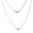 Sideways Cross Necklace 14K White Gold 16" to 18" Adjustable