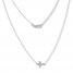 Sideways Cross Necklace 14K White Gold 16" to 18" Adjustable