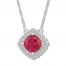 Lab-Created Ruby Necklace Lab-Created Sapphires Sterling Silver