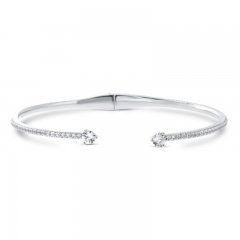 White Lab-Created Sapphire Cuff Bracelet Sterling Silver