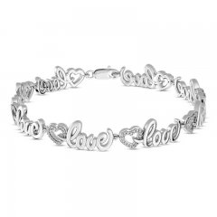 Diamond Love Bracelet Sterling Silver