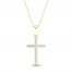 Diamond Cross Necklace 1/10 ct tw Round-Cut 10K Yellow Gold 18"