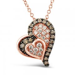 Le Vian Diamond Heart Necklace 1/2 ct tw 14K Strawberry Gold 18"