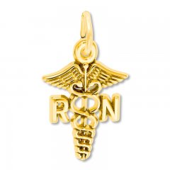 RN Caduceus Charm 14K Yellow Gold