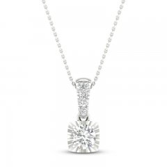 Diamond Solitaire Necklace 1/3 ct tw Round-cut 10K White Gold 18"