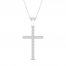 Diamond Cross Necklace 1/4 ct tw Round-Cut 10K White Gold 18"