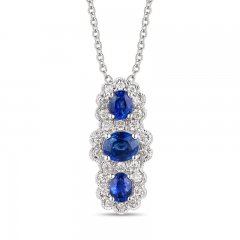 Le Vian Sapphire Necklace 1/5 ct tw Diamonds 14K Vanilla Gold 18"