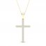 Diamond Cross Necklace 1/2 ct tw Round-Cut 10K Yellow Gold 18"