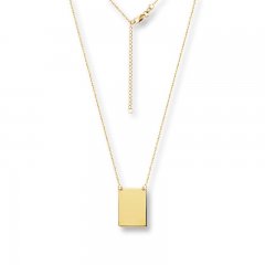 Rectangle Necklace 14K Yellow Gold 16-18" Adjustable Length