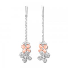 Diamond Flower Earrings 1/4 ct tw Sterling Silver/10K Rose Gold