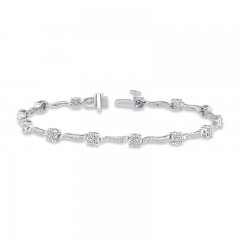 Diamond Bracelet 1 ct tw Round-cut 10K White Gold 7"