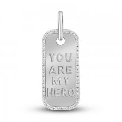 Diamond Hero Dog Tag Pendant 1/6 ct tw Round-cut Sterling Silver