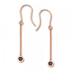 Black Diamond Drop Earrings 1/4 ct tw Round-cut 10K Rose Gold