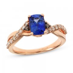 Le Vian Sapphire Ring 1/3 ct tw Diamonds 14K Strawberry Gold