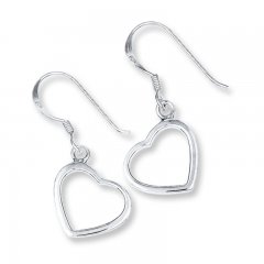 Dangle Heart Earrings Sterling Silver