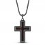 Men's Cross Necklace Black Ion Plating Stainless Steel 24"