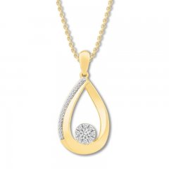 Diamond Teardrop Necklace 1/5 ct tw Round-cut 10K Yellow Gold