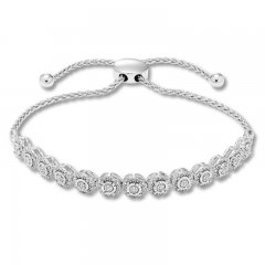 Diamond Bolo Bracelet 1/5 ct tw Round-cut Sterling Silver