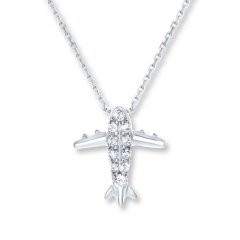 Petite Diamond Plane Necklace 1/20 carat tw 10K White Gold