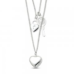 Heart & Key Necklace Sterling Silver