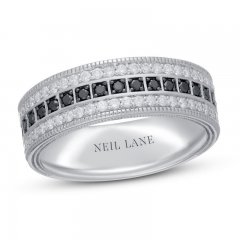 Neil Lane Men’s White & Black Diamond Wedding Band 3/4 ct tw 14K White Gold