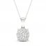 Diamond Halo Necklace 1/2 ct tw Round-Cut 10K White Gold 18"