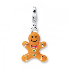 Gingerbread Cookie Charm Enamel Finish Sterling Silver