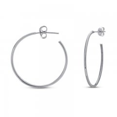 Hoop Earrings 14K White Gold 25mm