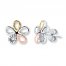 Flower Earrings 1/15 ct tw Diamonds Sterling Silver/10K Gold