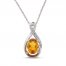 Citrine & White Lab-Created Sapphire Necklace Sterling Silver 18"