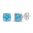 Luminous Cut Swiss Blue Topaz Stud Earrings Sterling Silver