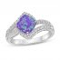 Lavender Lab-Created Opal & White Lab-Created Sapphire Ring Sterling Silver