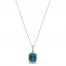 Le Vian Blue Topaz Necklace 1/6 ct tw Diamonds 14K Strawberry Gold 18"